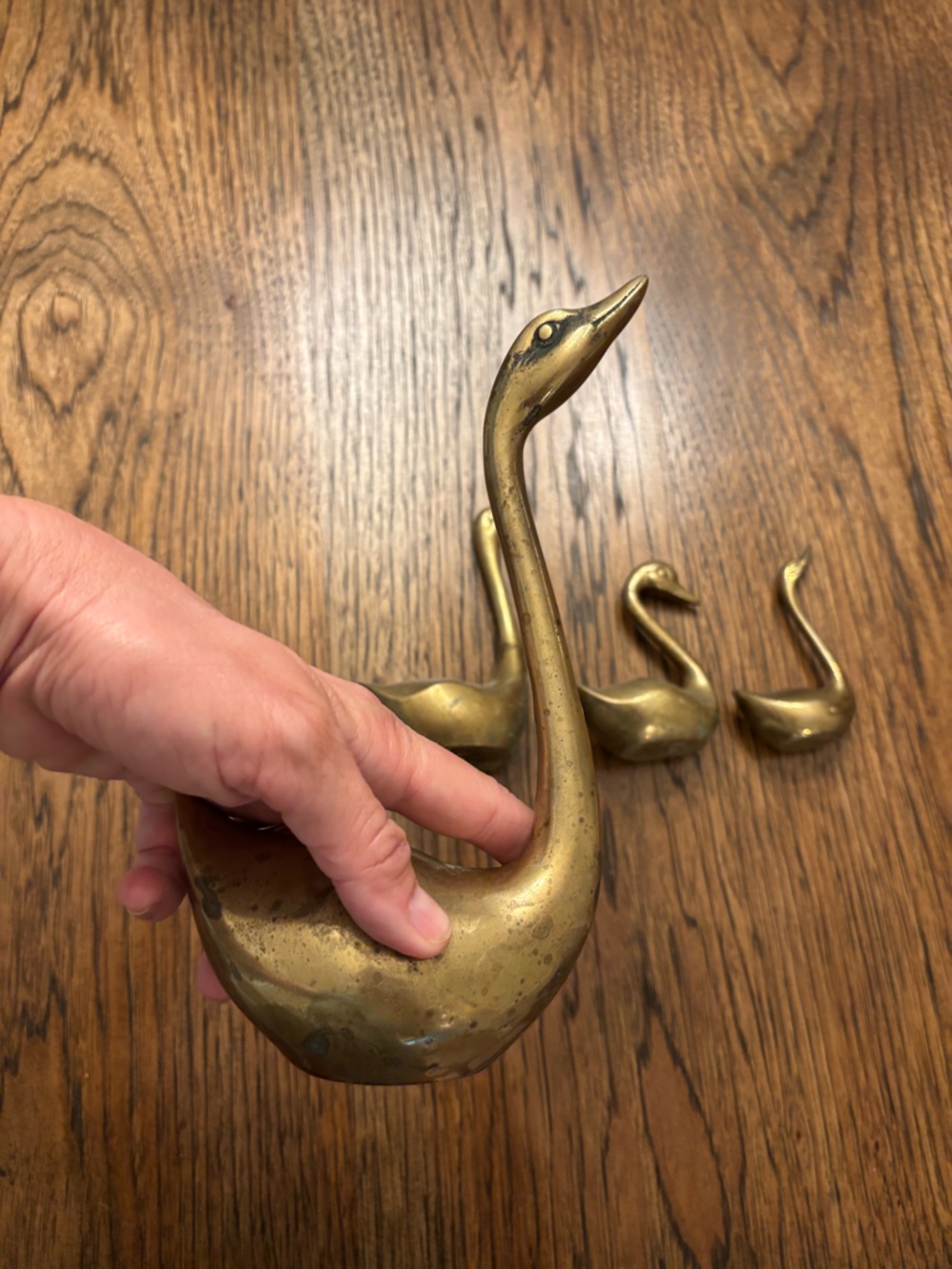 Vintage Solid Brass Swan Duck Family Set Mid Century Hollywood Regency Decor - Picture 16 of 16